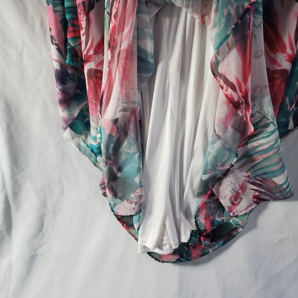 Jennifer Lopez Sheer Batwing Caftan Dress L/XL Slip Lined Tropical Boho Coverup - Picture 7 of 15